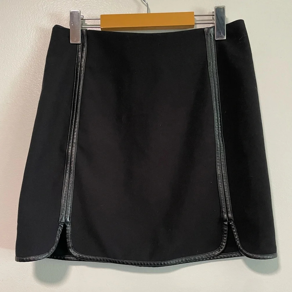 Joe Fresh Black Skirt with Leather Trim  - Size 0